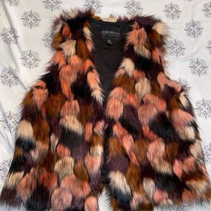 Multi Colour Faux Fur Vest